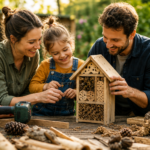 Familie baut Insektenhotel